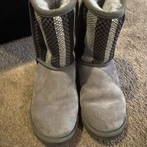 UGG Black and Gray Knit Boots